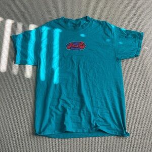 OPI Teal Short Sleeve Tee with Red Graphic